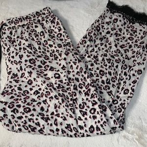 Large Victoria’s Secret leopard cheetah print lace trim pajama pants